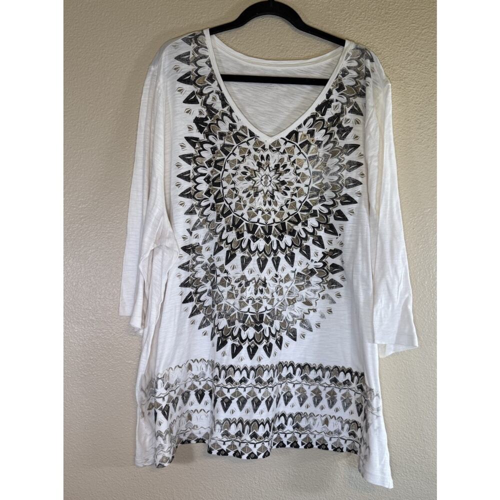 Catherines Plus 2X Tunic Top White Boho - Picture 2 of 6